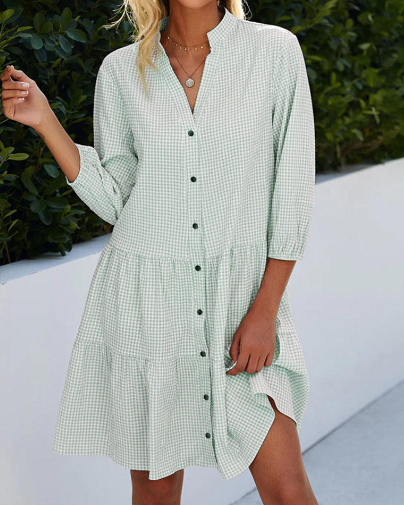 Plaid High Neck Dress
