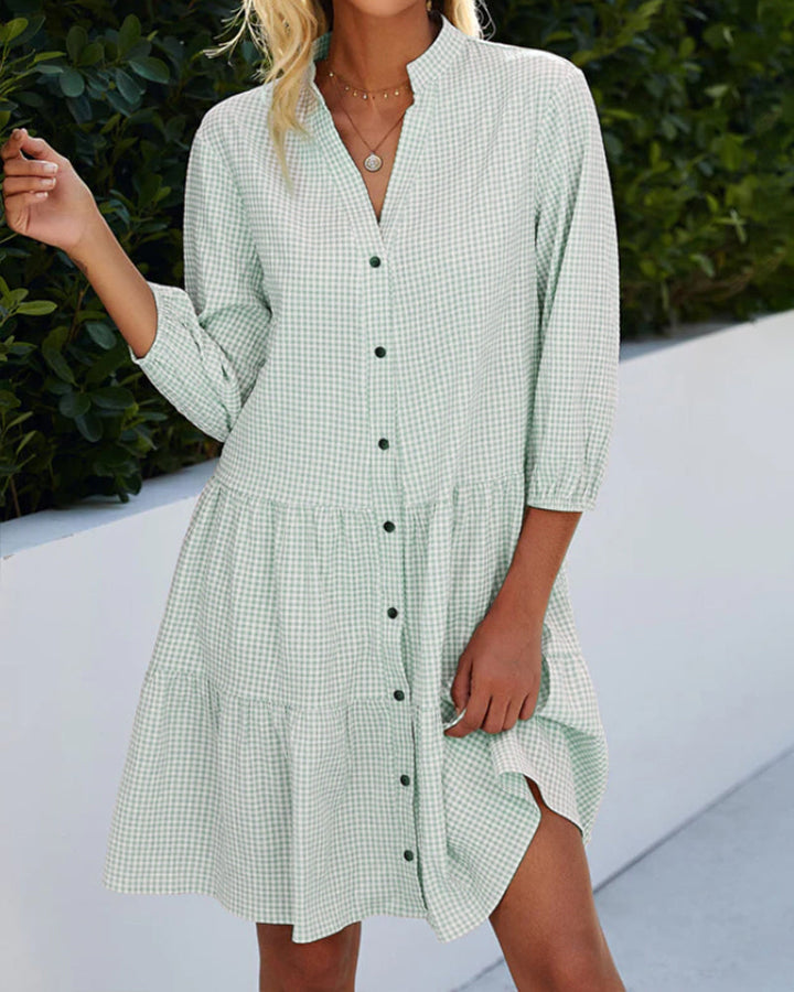 Plaid High Neck Dress