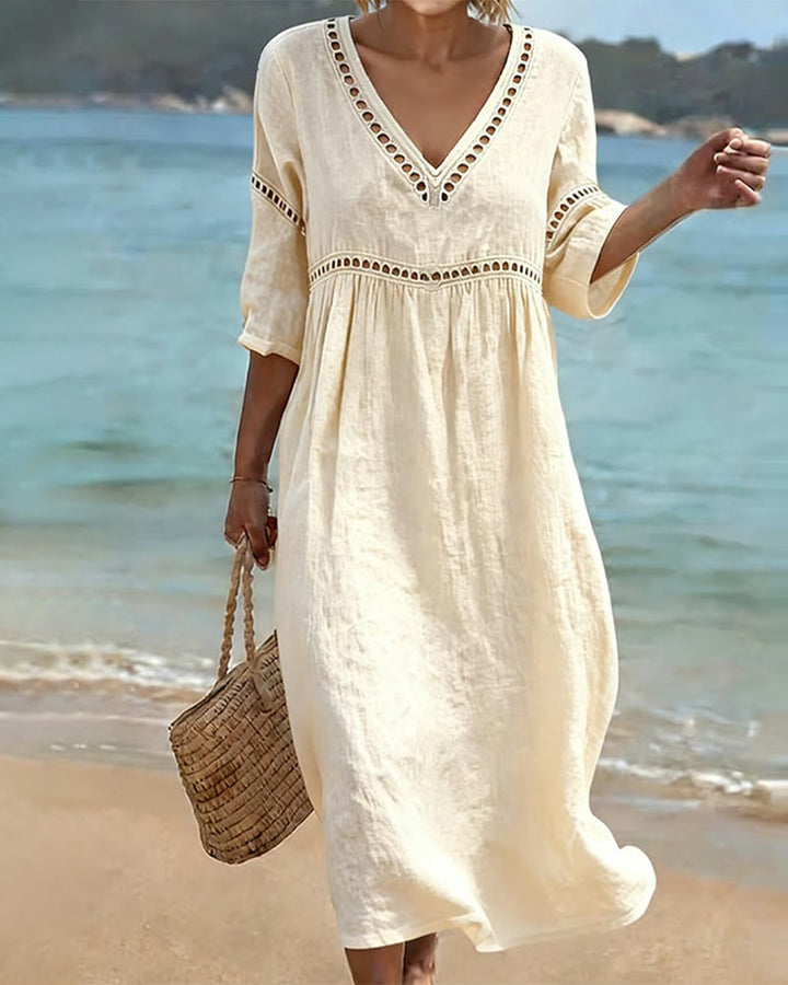 Casual Solid Color Dress with Cutouts