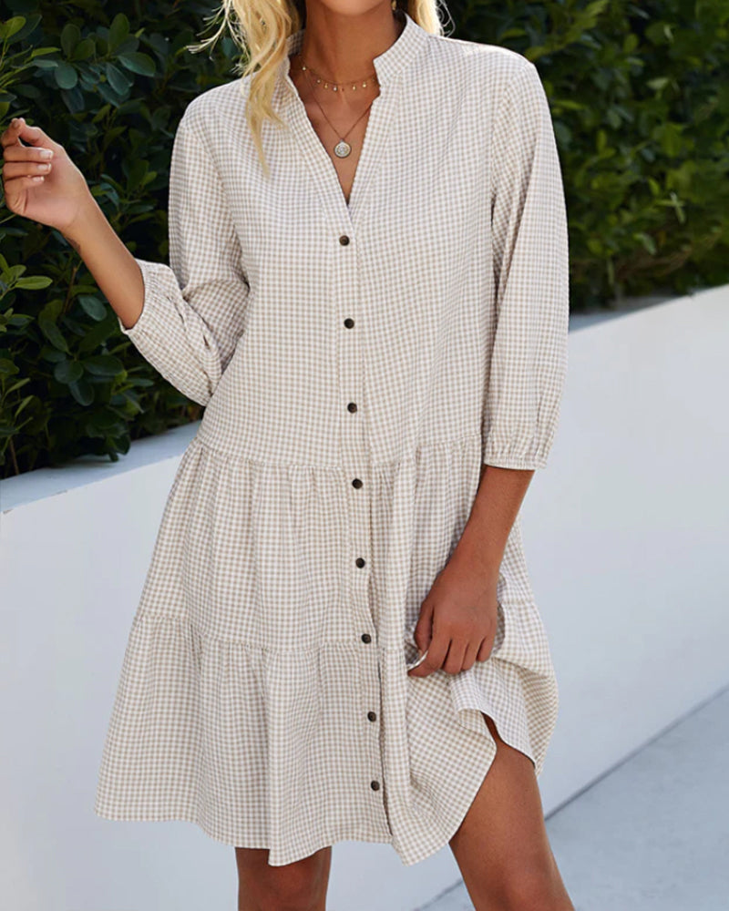 Plaid High Neck Dress
