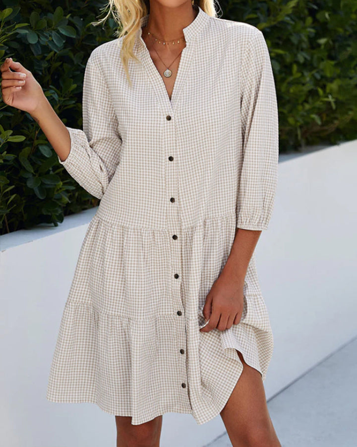 Plaid High Neck Dress
