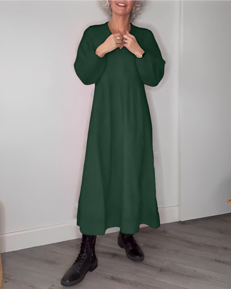 Elegant V-Neck Long Sleeve Dress