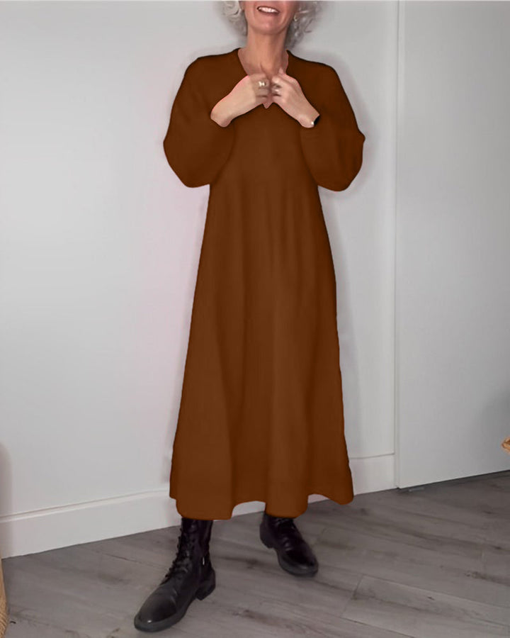 Elegant V-Neck Long Sleeve Dress