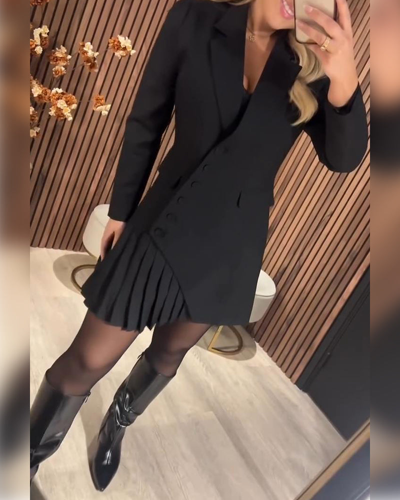 Solid Color Blazer Dress