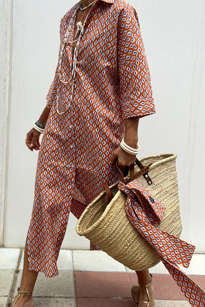 Anne - Elegant Checkered Shirt Dress