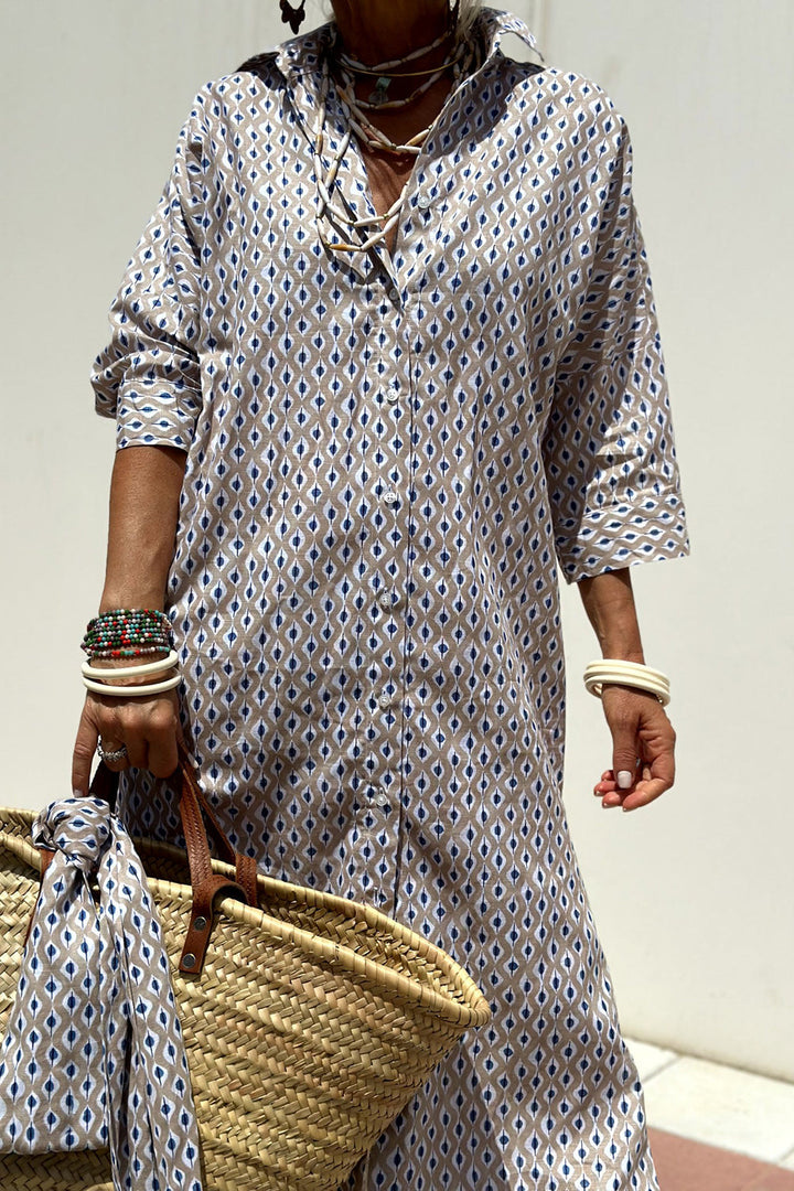 Anne - Elegant Checkered Shirt Dress
