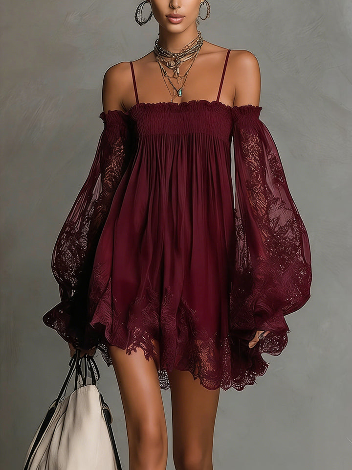 Camille | Elegant Lace Off Shoulder Mini Dress