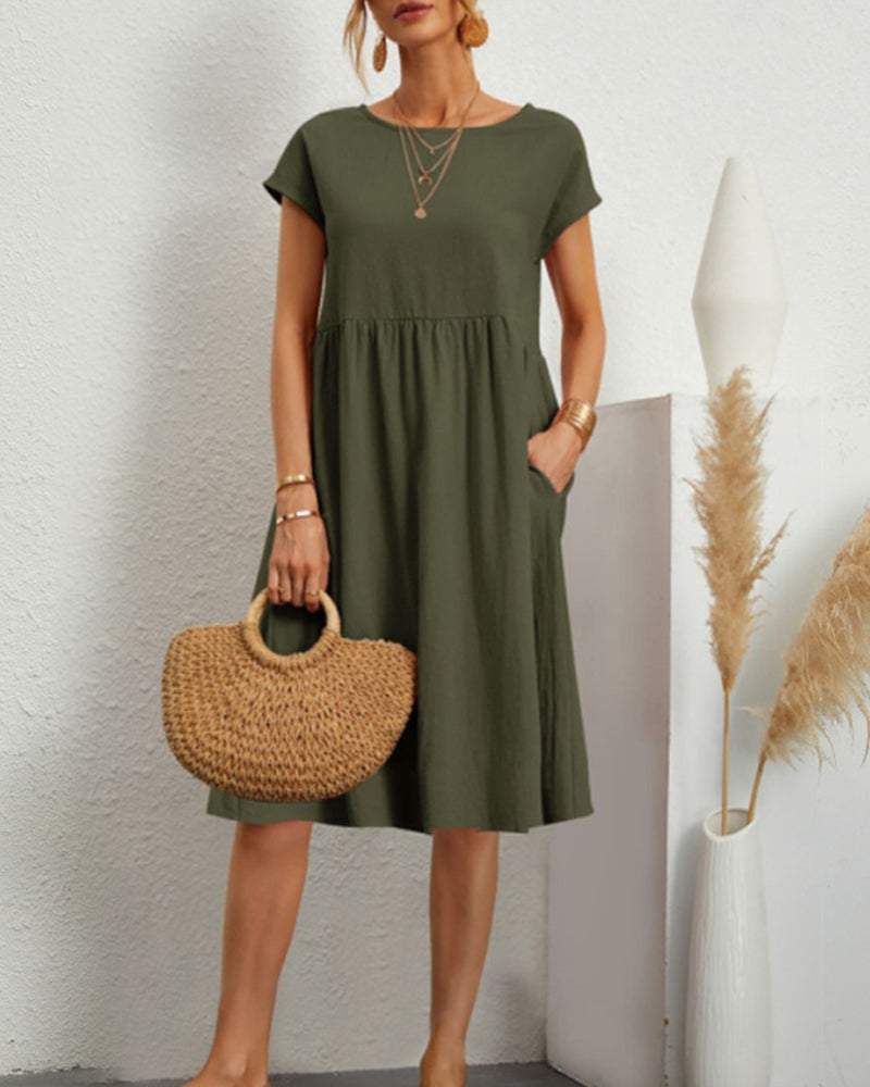 Loose Dress with Round Neckline