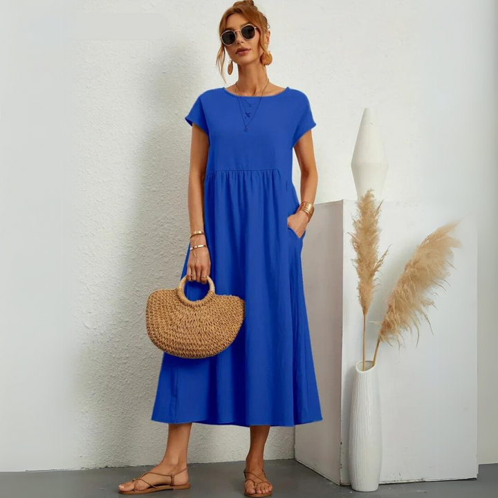 Isla - Casual Midi Dress in Cotton