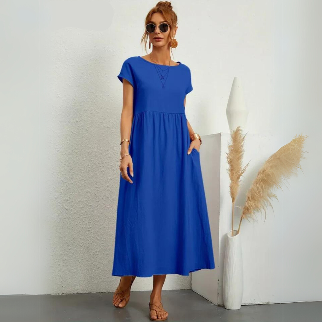 Isla - Casual Midi Dress in Cotton