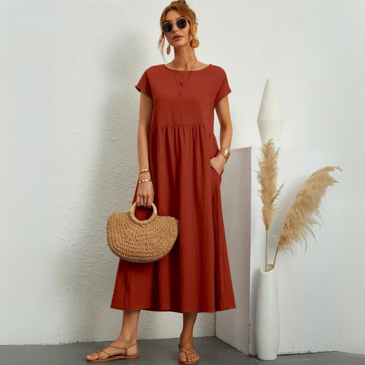 Isla - Casual Midi Dress in Cotton