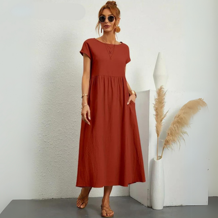 Isla - Casual Midi Dress in Cotton