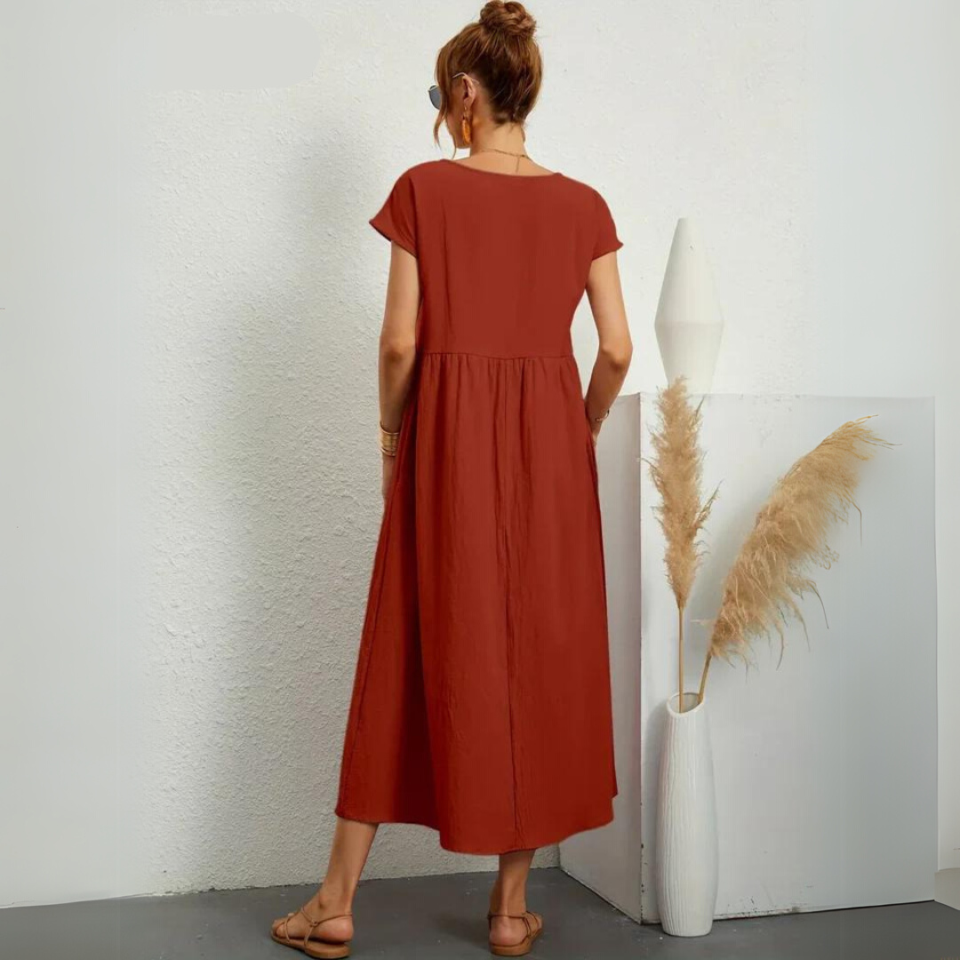 Isla - Casual Midi Dress in Cotton