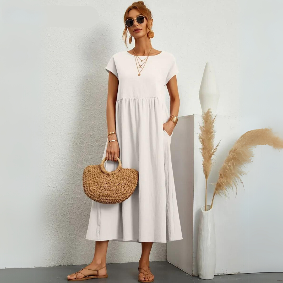 Isla - Casual Midi Dress in Cotton