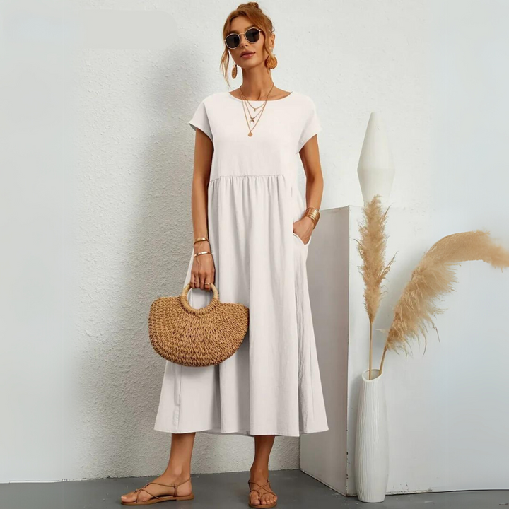 Isla - Casual Midi Dress in Cotton