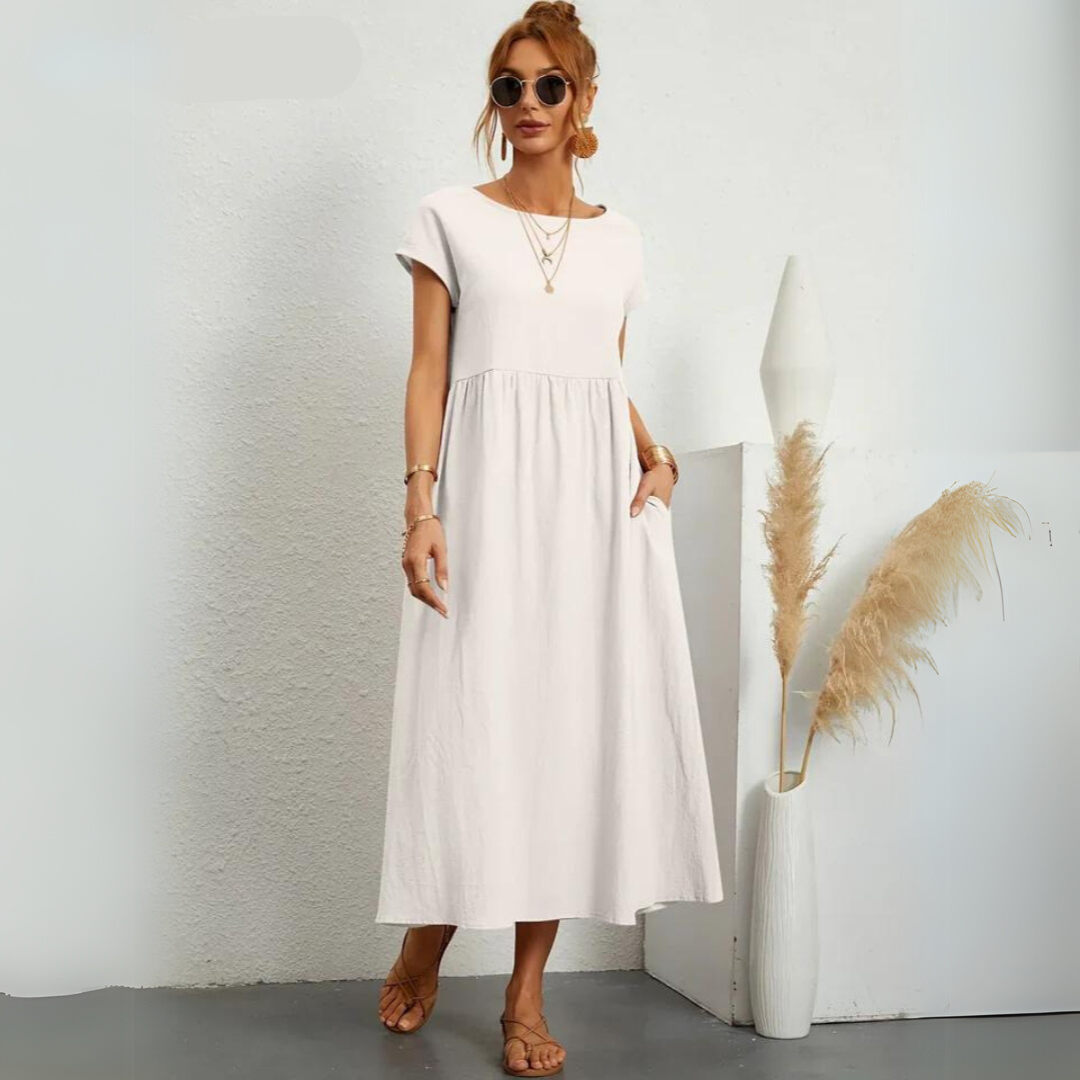 Isla - Casual Midi Dress in Cotton