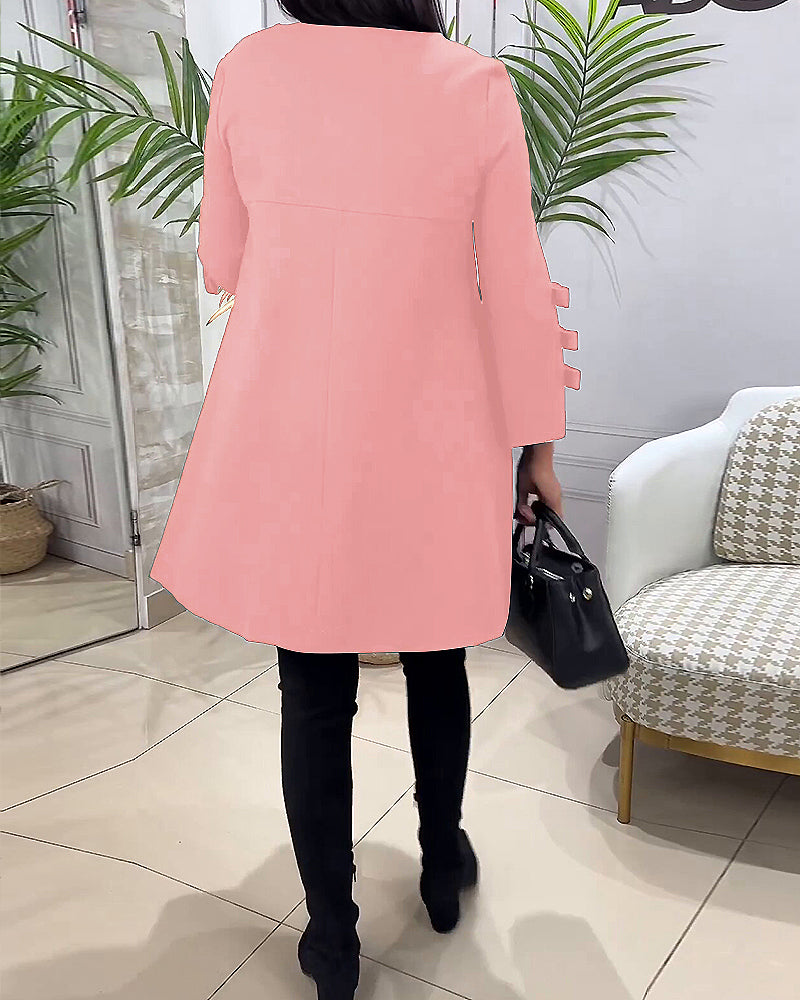 Casual Knee-Length Dress with Long Sleeves