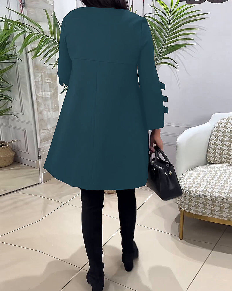 Casual Knee-Length Dress with Long Sleeves