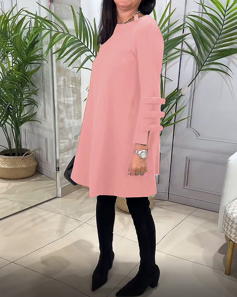 Casual Knee-Length Dress with Long Sleeves