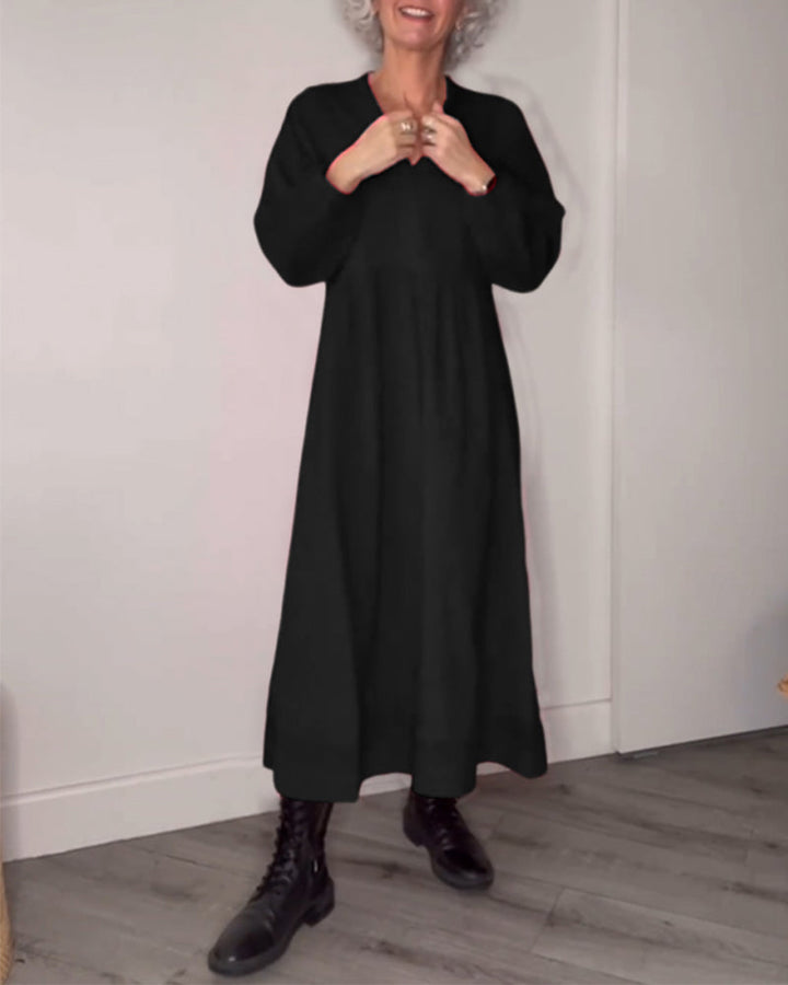 Elegant V-Neck Long Sleeve Dress