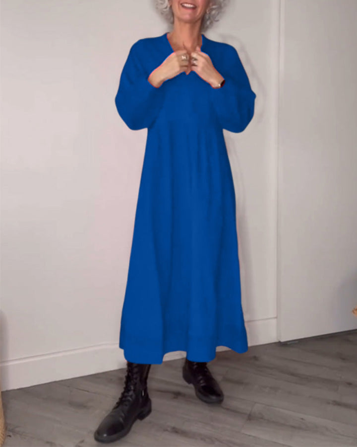 Elegant V-Neck Long Sleeve Dress