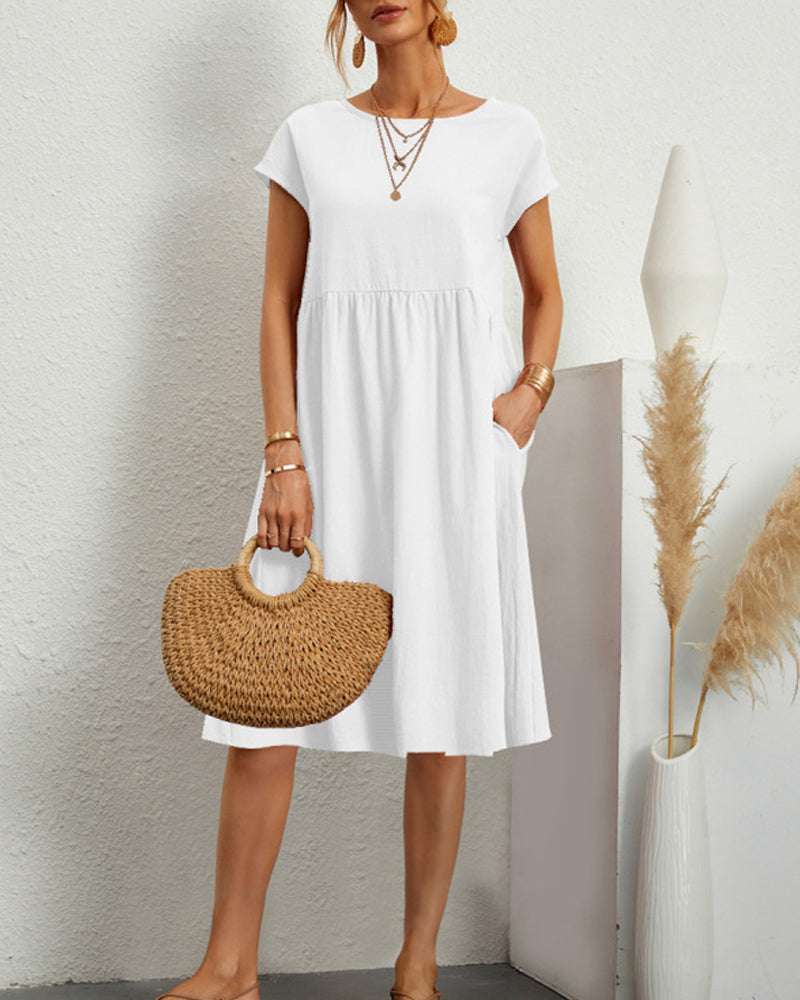 Loose Dress with Round Neckline
