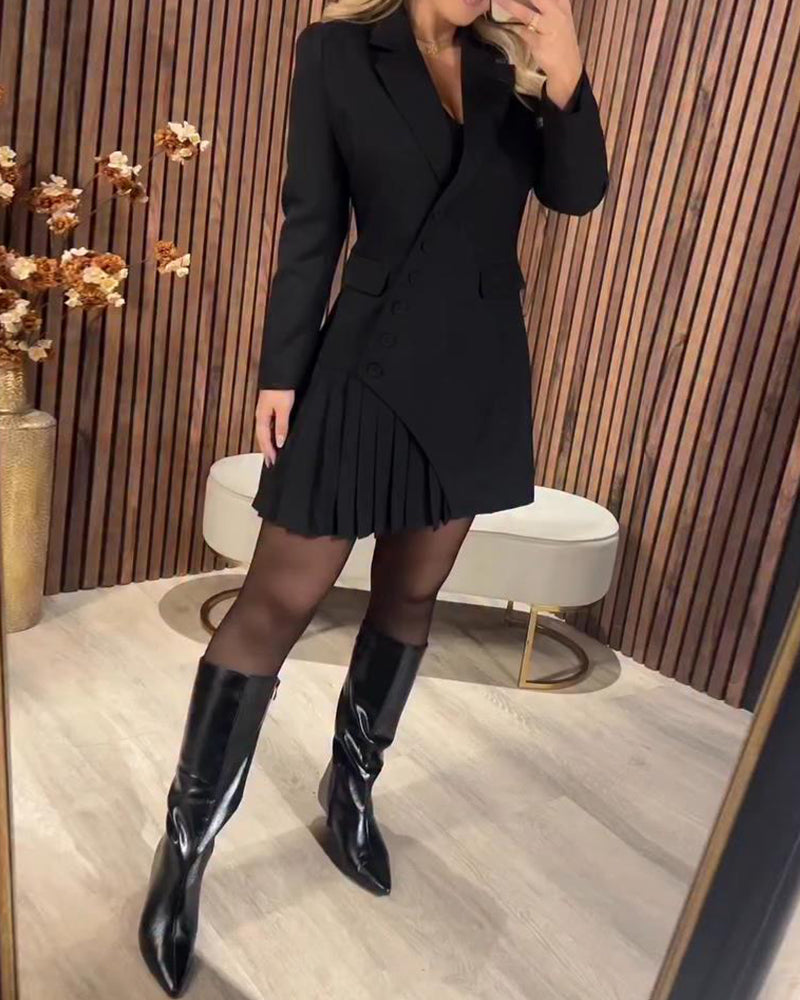 Solid Color Blazer Dress