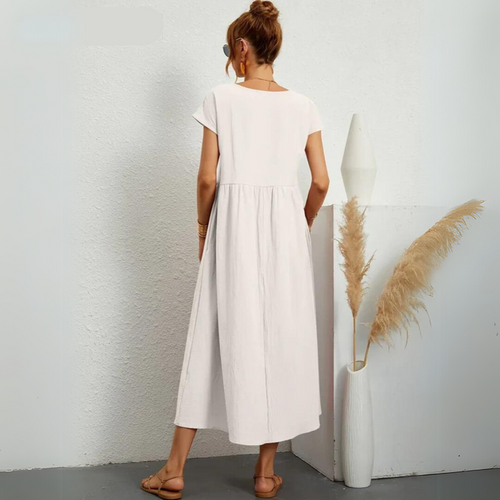 Isla - Casual Midi Dress in Cotton