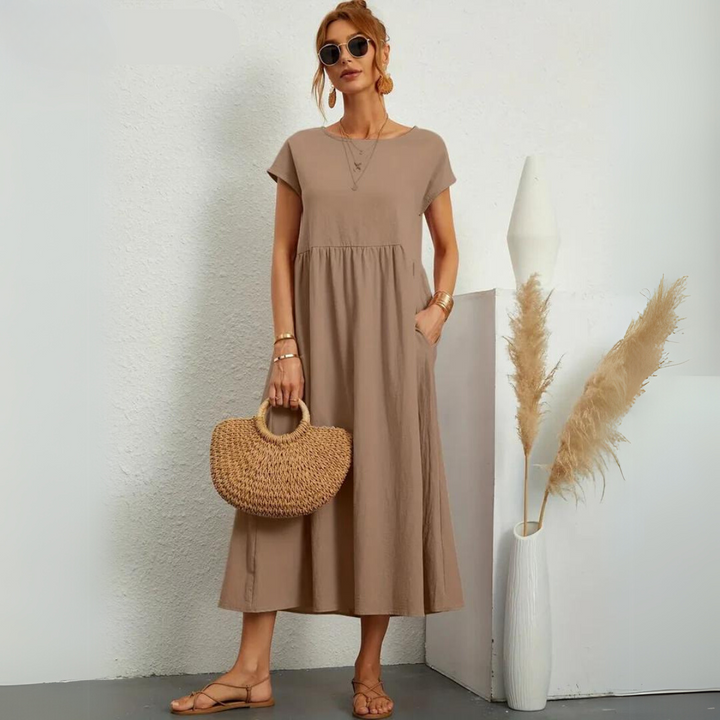 Isla - Casual Midi Dress in Cotton
