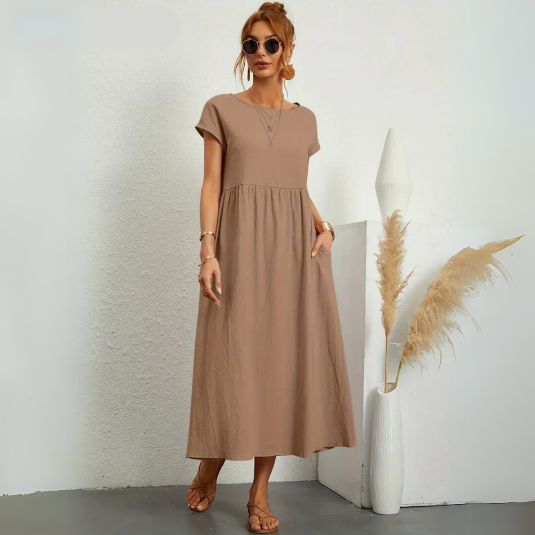 Isla - Casual Midi Dress in Cotton