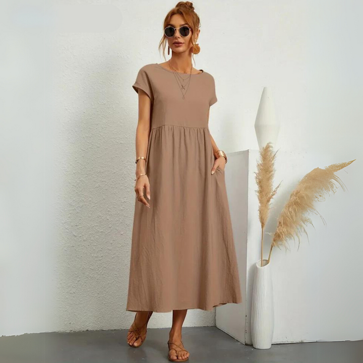 Isla - Casual Midi Dress in Cotton