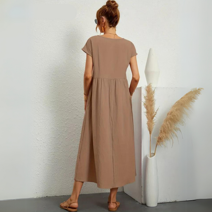 Isla - Casual Midi Dress in Cotton
