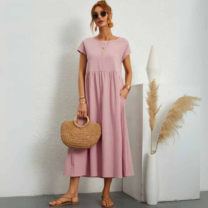 Isla - Casual Midi Dress in Cotton