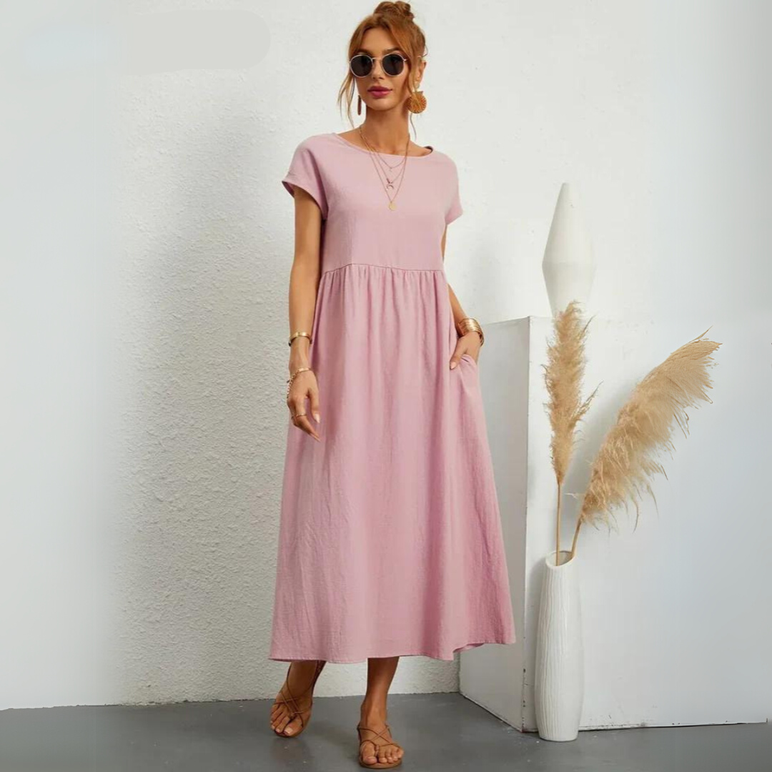 Isla - Casual Midi Dress in Cotton