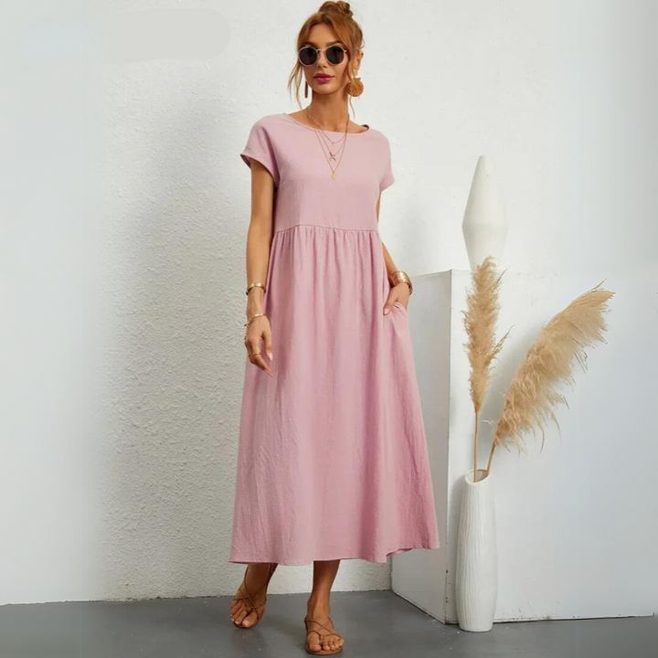 Isla - Casual Midi Dress in Cotton