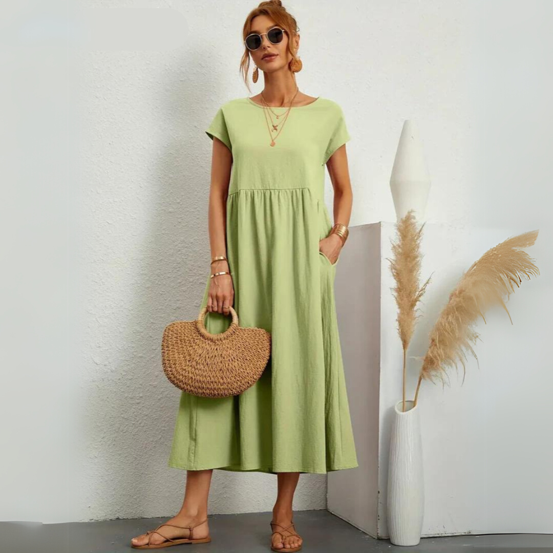 Isla - Casual Midi Dress in Cotton