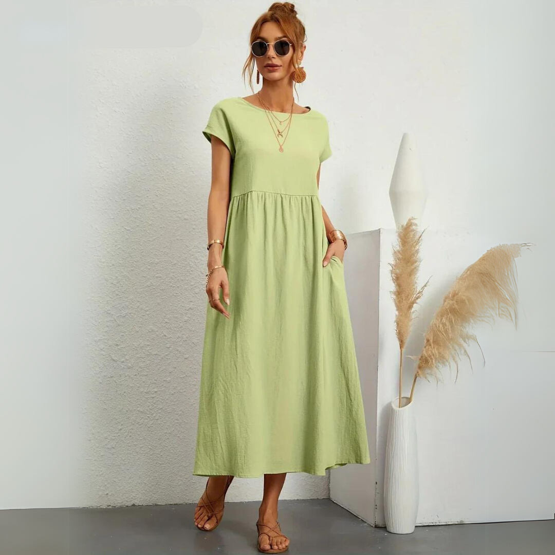 Isla - Casual Midi Dress in Cotton