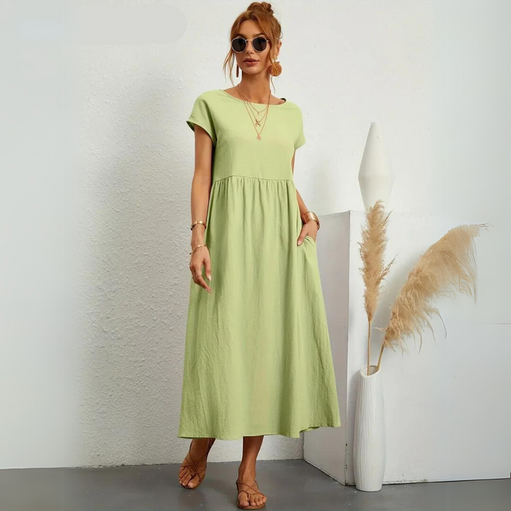 Isla - Casual Midi Dress in Cotton