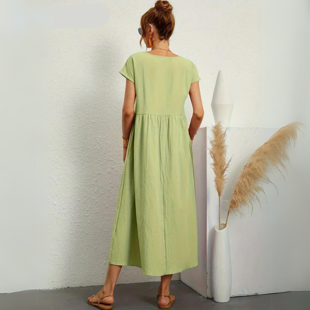 Isla - Casual Midi Dress in Cotton