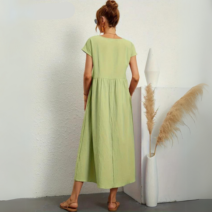 Isla - Casual Midi Dress in Cotton