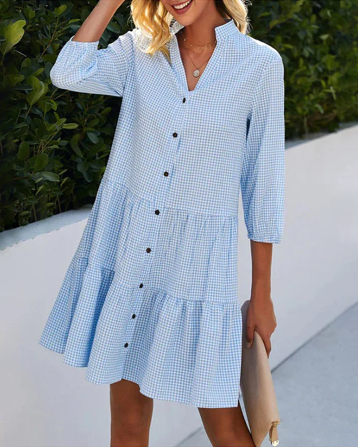 Plaid High Neck Dress