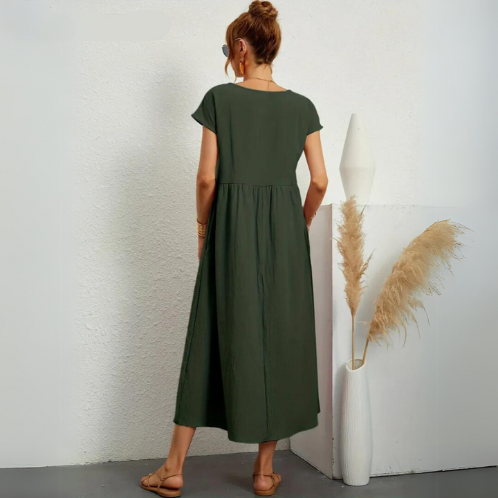 Isla - Casual Midi Dress in Cotton