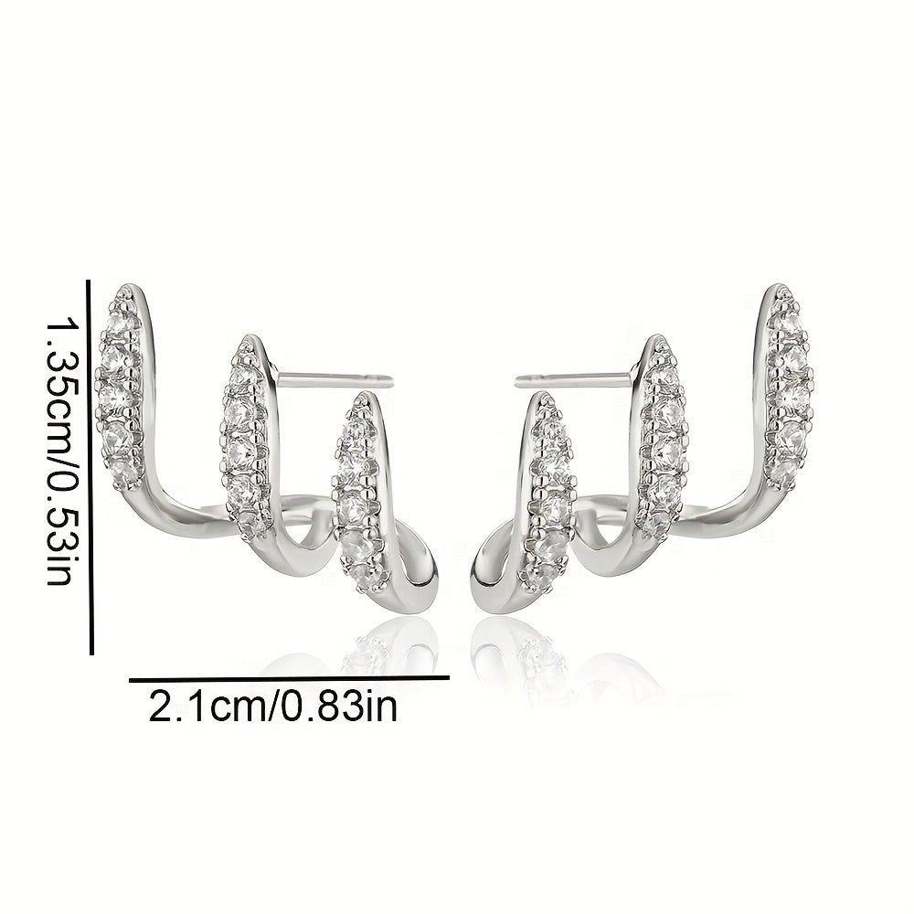Elegant Earrings with Three-Claw Rhinestones