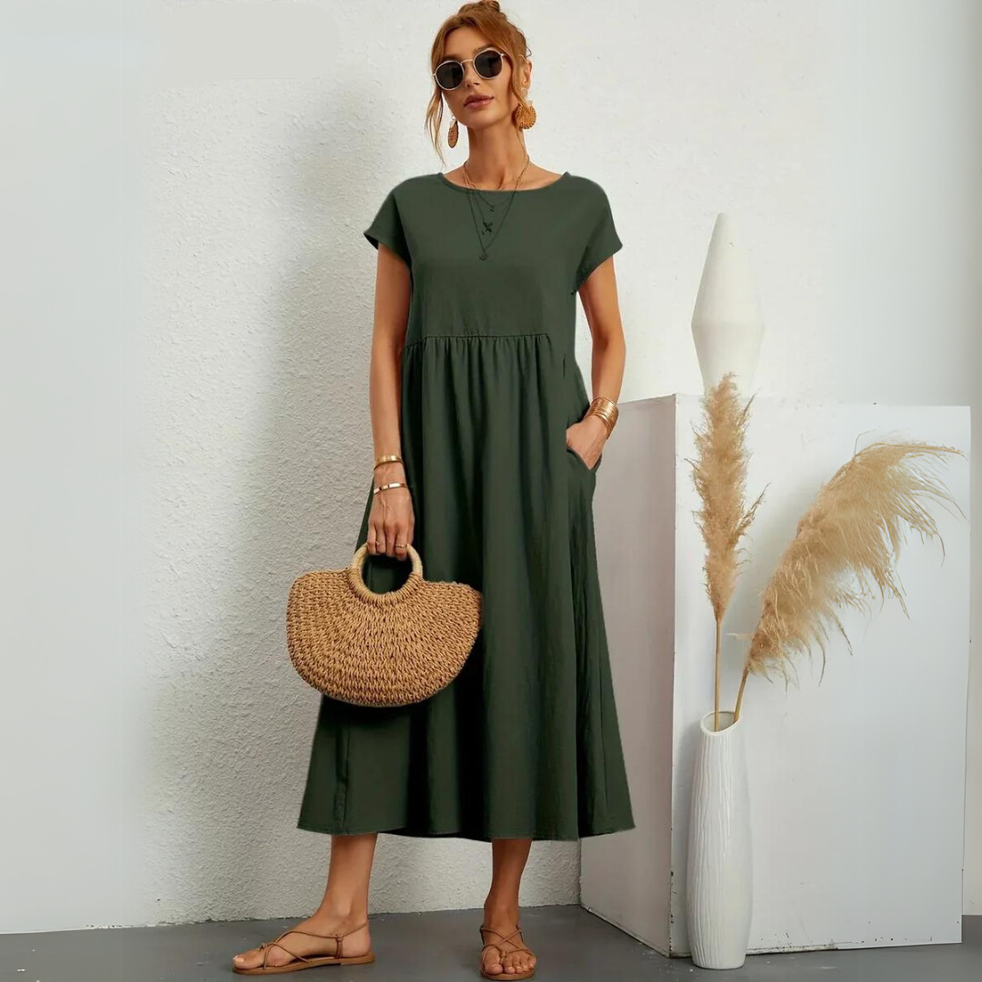 Isla - Casual Midi Dress in Cotton