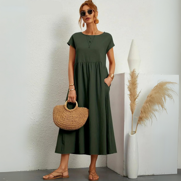 Isla - Casual Midi Dress in Cotton