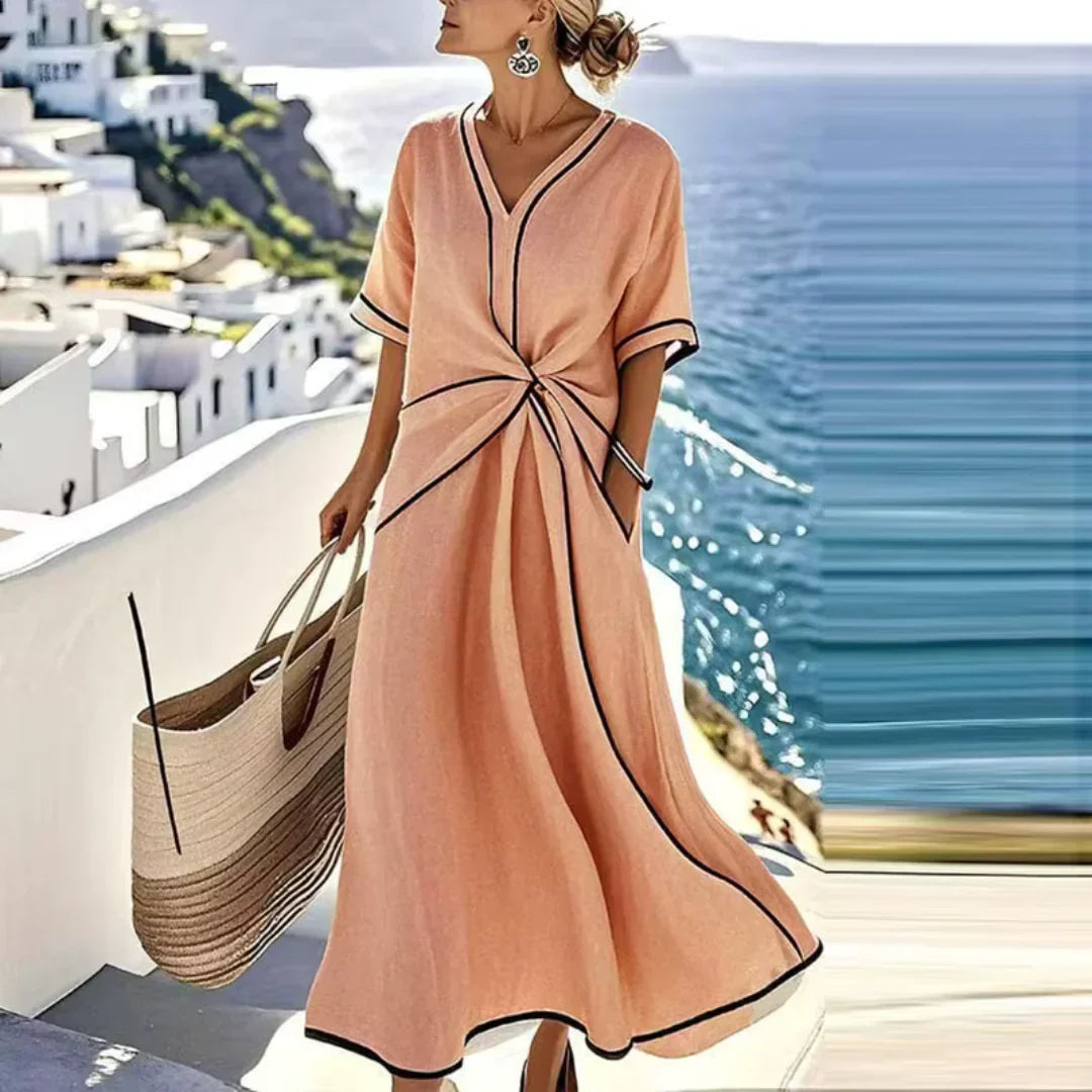 Sandra | Elegant Twist Front Loose Fit Summer Maxi Dress
