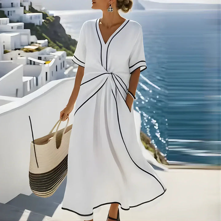 Sandra | Elegant Twist Front Loose Fit Summer Maxi Dress