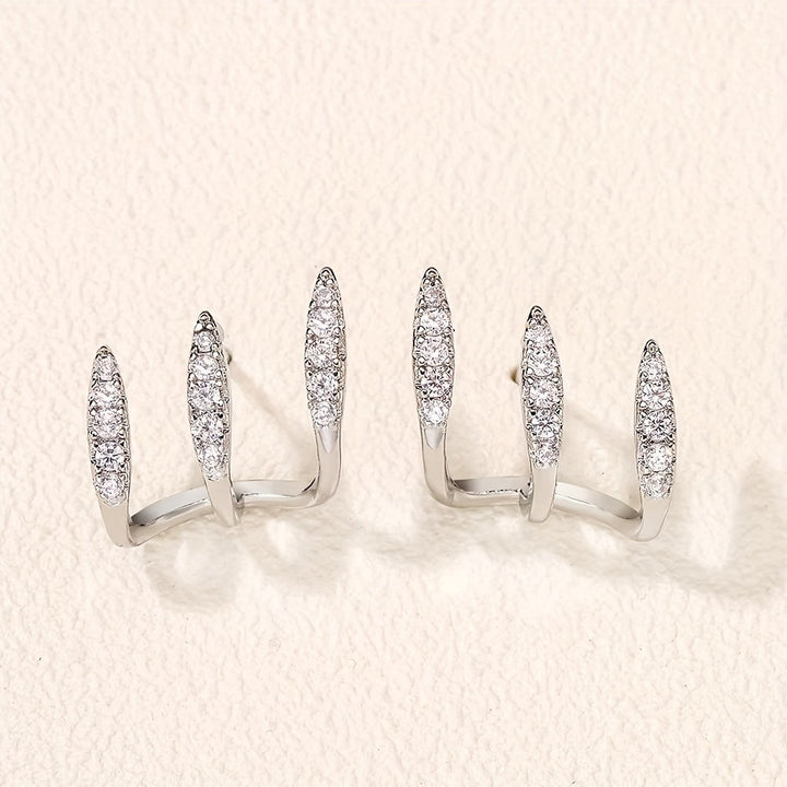 Elegant Earrings with Three-Claw Rhinestones