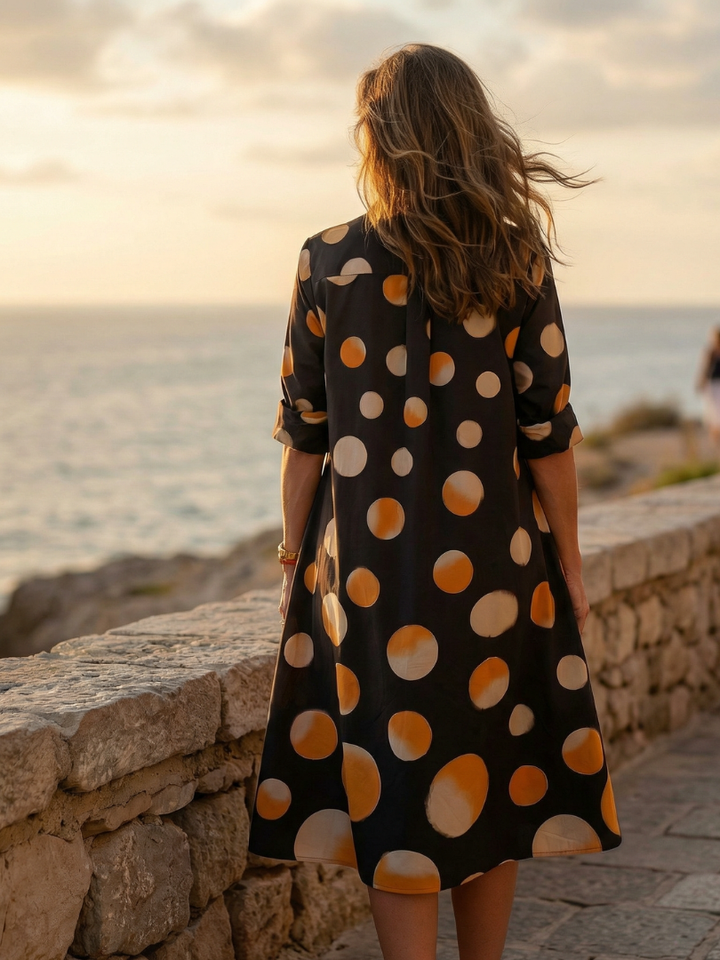 Verónica | Polka Dot Dress in Sunset Tones