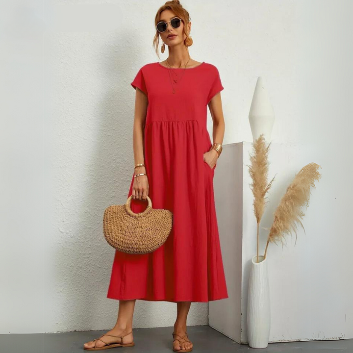 Isla - Casual Midi Dress in Cotton